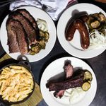 Brisket, Hot Link Sausage, Pork Ribs and mac & cheese from BrisketTown<br>